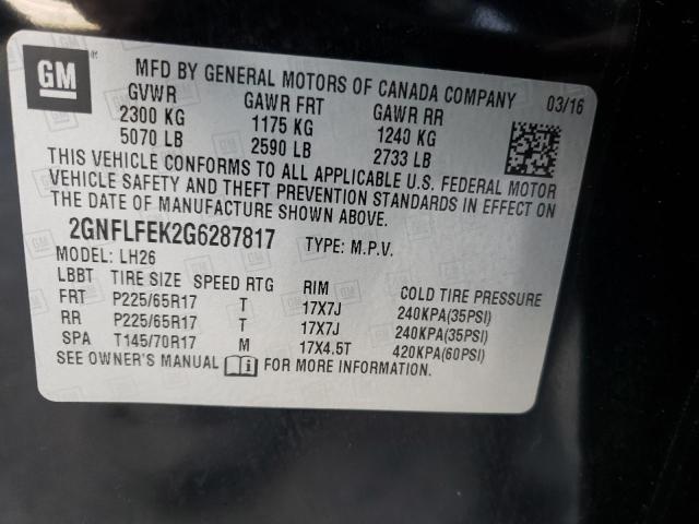 2016 CHEVROLET EQUINOX LT - 2GNFLFEK2G6287817
