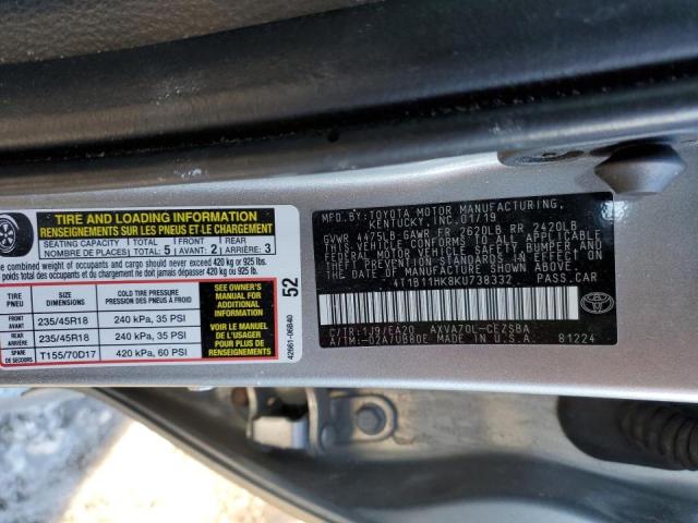 2019 TOYOTA CAMRY L - 4T1B11HK8KU738332