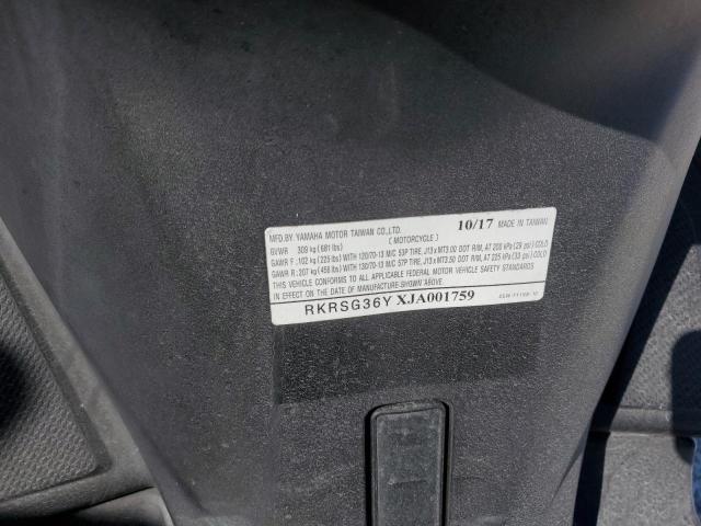 2018 YAMAHA XC155 RKRSG36YXJA001759