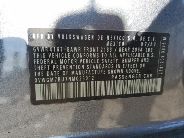 2022 VOLKSWAGEN JETTA SEL - 3VWGM7BU7NM026012