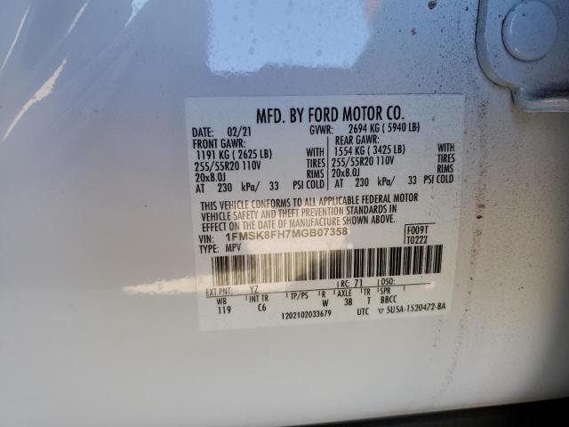 2021 FORD EXPLORER L - 1FMSK8FH7MGB07358