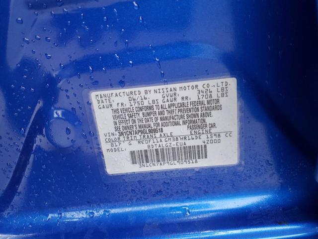 2016 NISSAN VERSA S 3N1CN7AP9GL909518