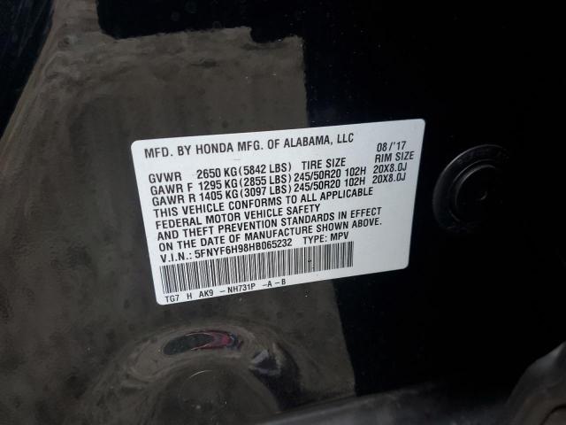 2017 HONDA PILOT TOUR - 5FNYF6H98HB065232