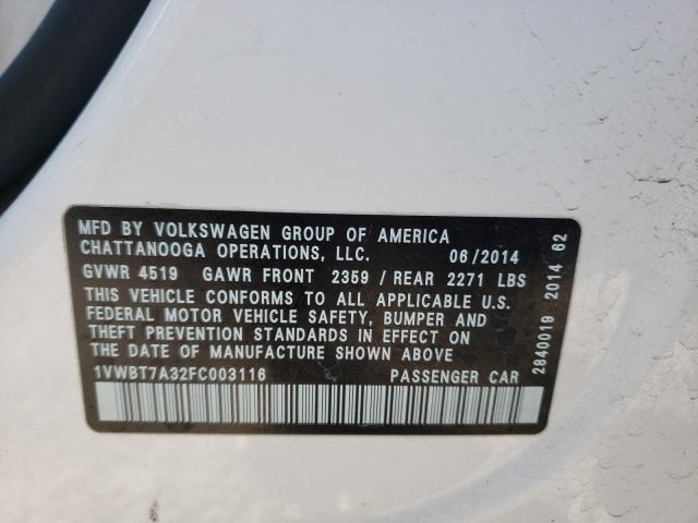 2015 VOLKSWAGEN PASSAT SE - 1VWBT7A32FC003116