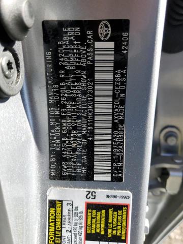 2019 TOYOTA CAMRY L 4T1B11HK3KU173021