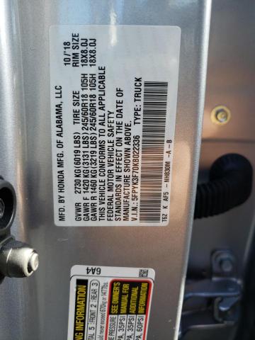 2019 HONDA RIDGELINE - 5FPYK3F70KB022336
