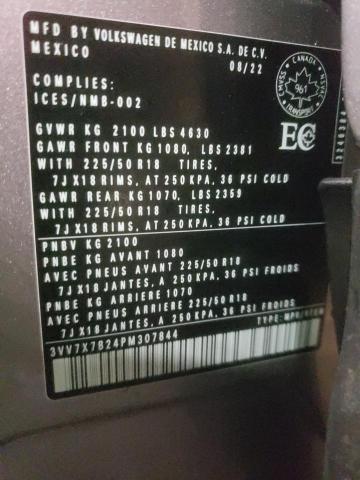 2023 VOLKSWAGEN TAOS 3VV7X7B24PM307844