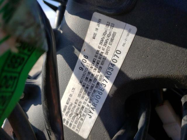 2007 YAMAHA YZFR6 S JYARJ06E37A034070