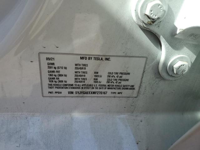 5YJYGAEEXMF276167 Tesla Model Y