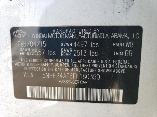 5NPE24AF6FH180350 Hyundai SONATA SE