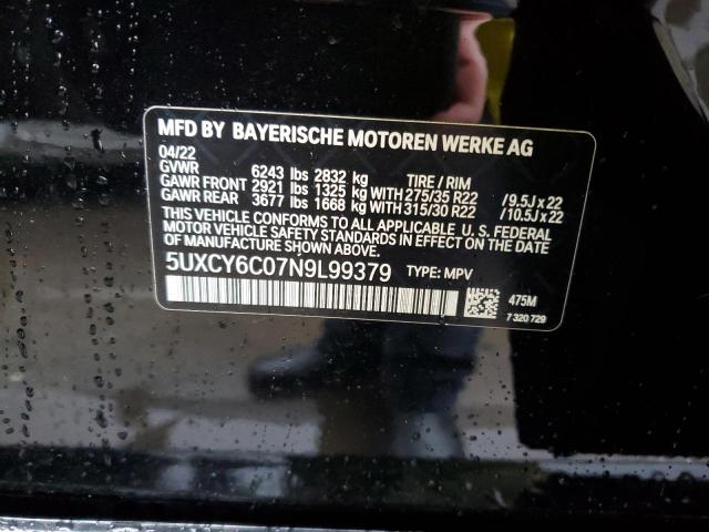2022 BMW X6 XDRIVE4 - 5UXCY6C07N9L99379