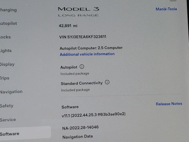 5YJ3E1EA6KF323611 Tesla MODEL 3