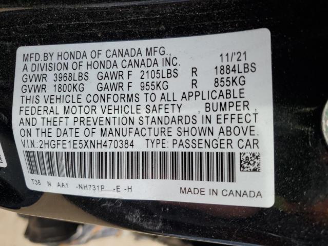 2022 HONDA CIVIC SI - 2HGFE1E5XNH470384