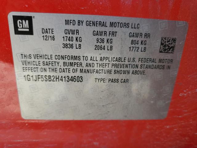 2017 CHEVROLET SONIC PREM - 1G1JF5SB2H4134603