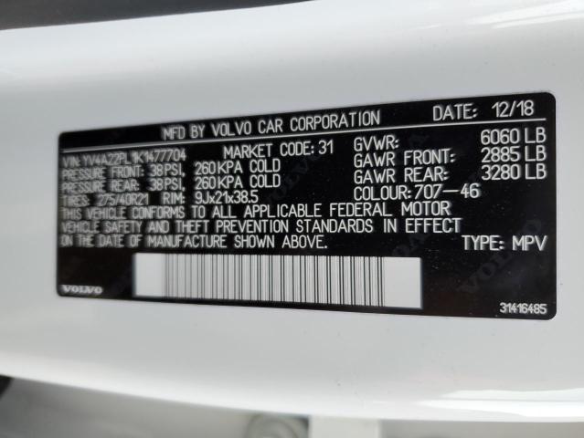 YV4A22PL1K1477704 Volvo Xc90 T6 Inscription