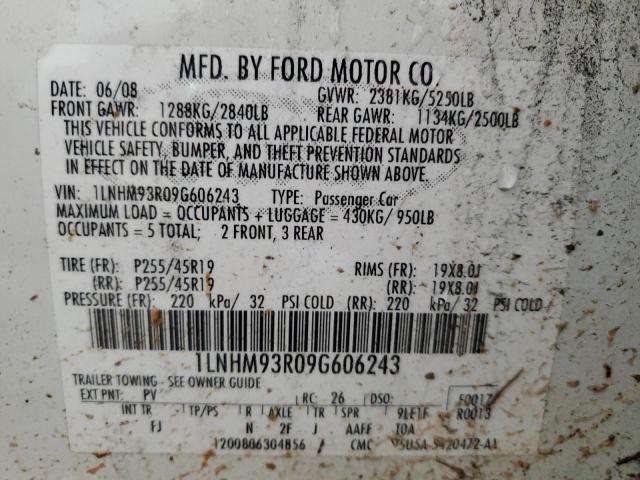 1LNHM93R09G606243 Lincoln MKS