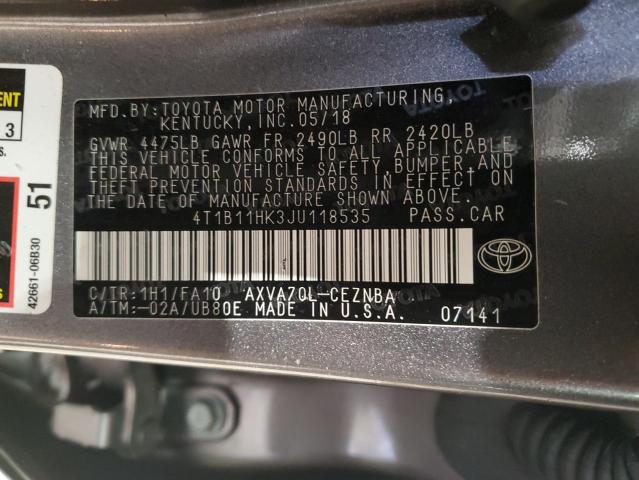 2018 TOYOTA CAMRY L - 4T1B11HK3JU118535