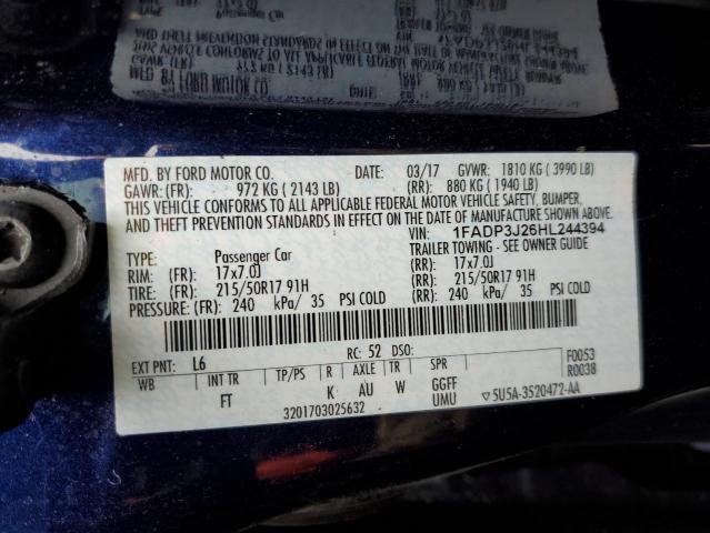 2017 FORD FOCUS TITA - 1FADP3J26HL244394