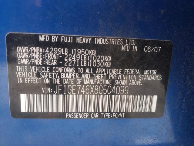 JF1GE746X8G504099 Subaru Impreza Wrx