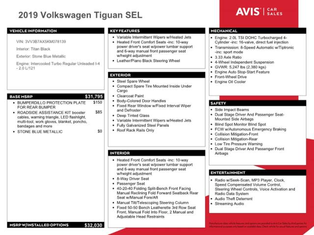 2019 VOLKSWAGEN TIGUAN SE - 3VV3B7AX5KM078139
