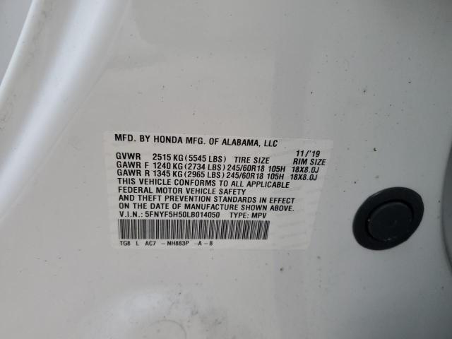 2020 HONDA PILOT EXL - 5FNYF5H50LB014050
