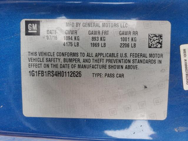 2017 CHEVROLET CAMARO LT - 1G1FB1RS4H0112626