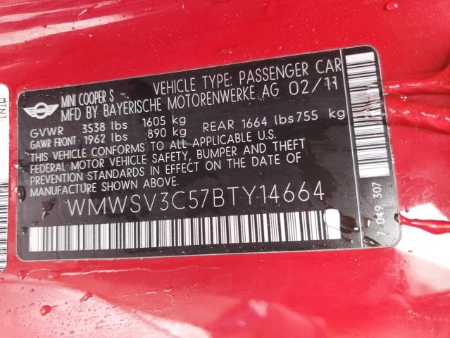 WMWSV3C57BTY14664 Mini Cooper