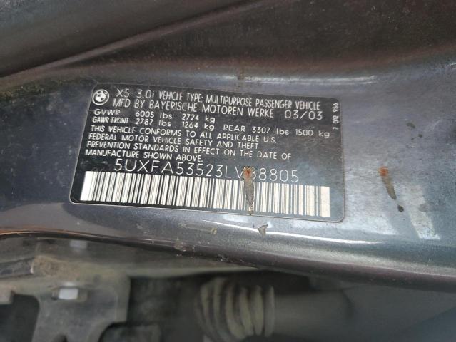 5UXFA53523LV88805 BMW X5 3.0I