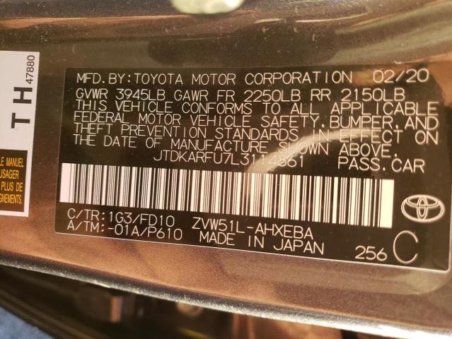 2020 TOYOTA PRIUS L - JTDKARFU7L3114861