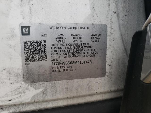 2021 CHEVROLET BOLT EV LT - 1G1FW6S08M4101478