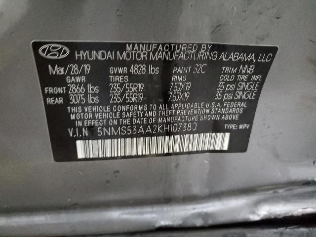 2019 HYUNDAI SANTA FE L - 5NMS53AA2KH107380