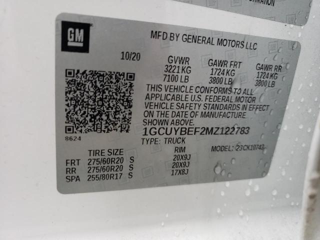 2021 CHEVROLET SILVERADO2 1GCUYBEF2MZ122783