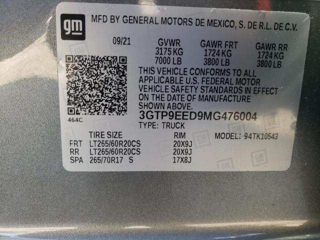 2021 GMC SIERRA K15 - 3GTP9EED9MG476004