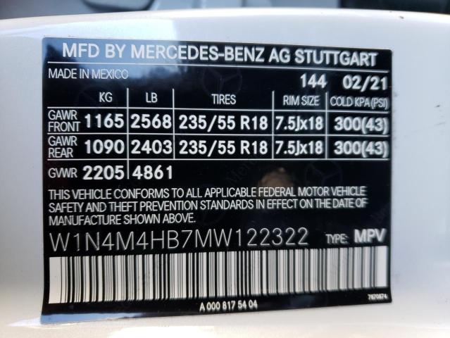 2021 MERCEDES-BENZ GLB 250 4M - W1N4M4HB7MW122322