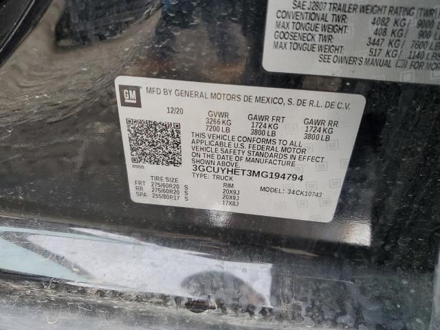 2021 CHEVROLET SILVERADO - 3GCUYHET3MG194794