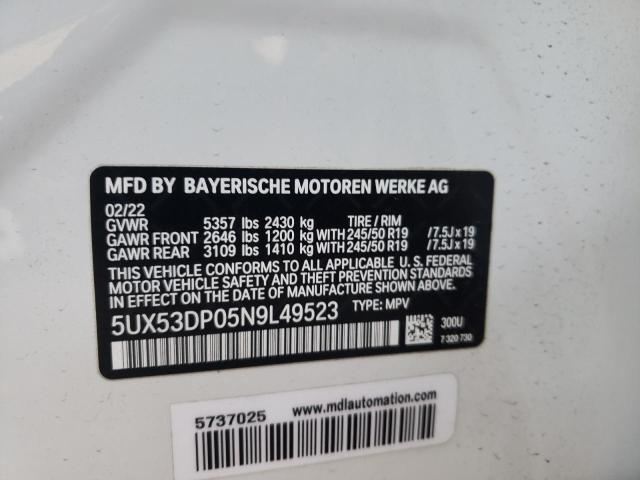 5UX53DP05N9L49523 BMW X3 Xdrive30i