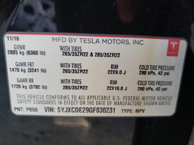 5YJXCDE29GF030231 Tesla MODEL X
