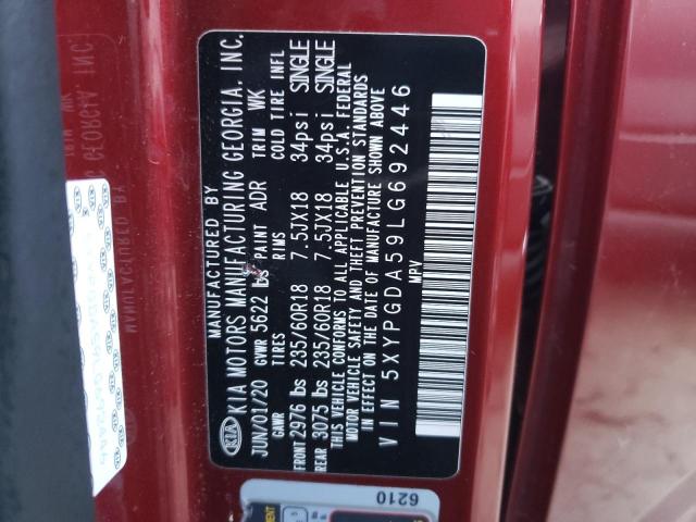 5XYPGDA59LG692446 KIA SORENTO S