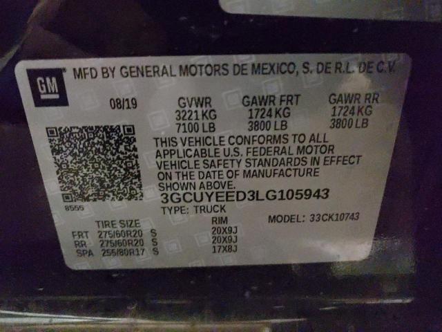2020 CHEVROLET SILVERADO - 3GCUYEED3LG105943