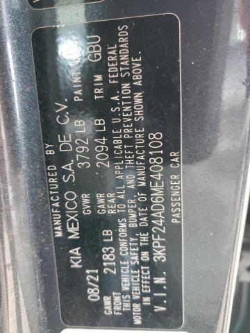 3KPF24AD6ME408108 KIA FORTE FE