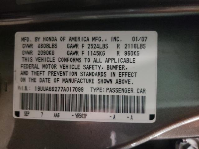 19UUA66277A017099 Acura TL