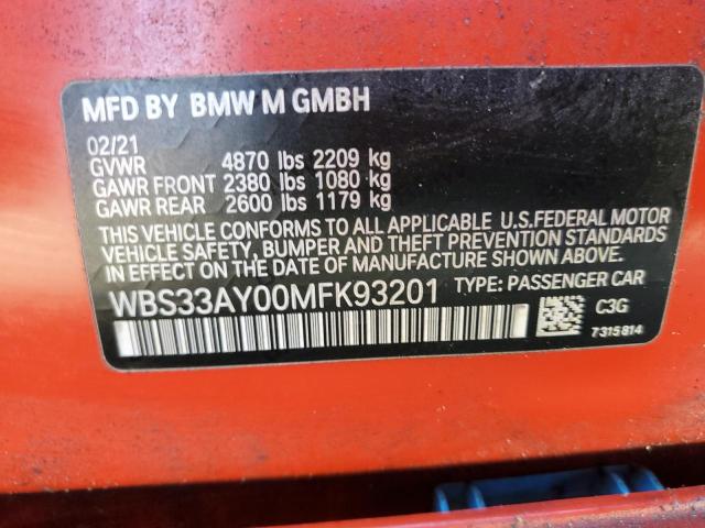 2021 BMW M3 COMPETI - WBS33AY00MFK93201
