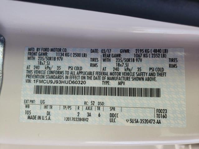 2017 FORD ESCAPE TIT - 1FMCU9J93HUD60320