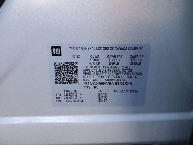 2022 CHEVROLET EQUINOX RS 2GNAXWEV9N6134325