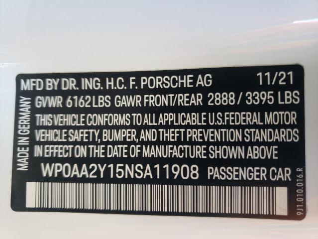 WP0AA2Y15NSA11908 Porsche Taycan