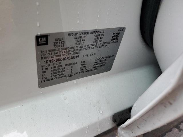 2016 CHEVROLET TAHOE 1GNSKBKC4GR340819