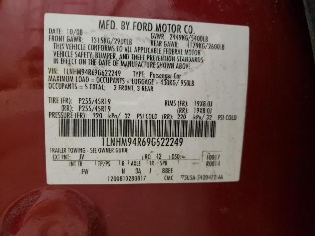 1LNHM94R69G622249 Lincoln MKS