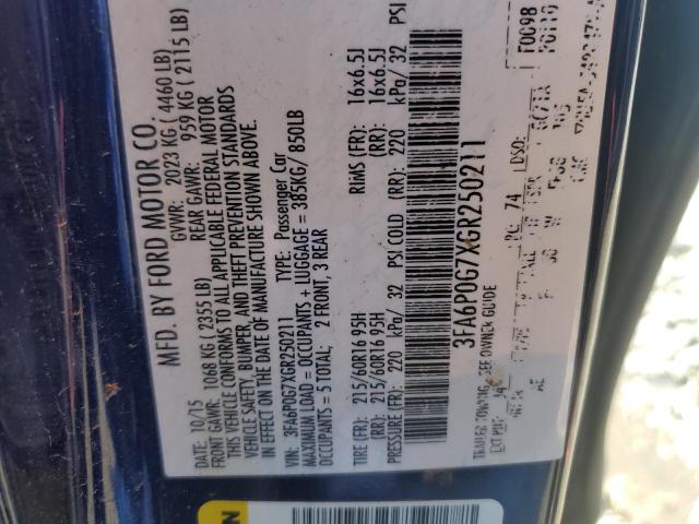 2016 FORD FUSION S - 3FA6P0G7XGR250211
