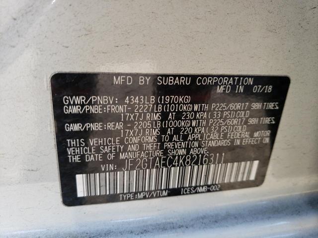 JF2GTAEC4K8216311 Subaru Crosstrek Premium
