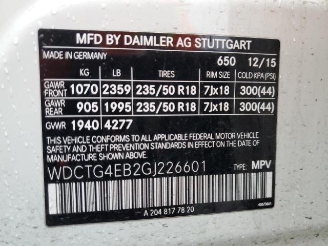 2016 MERCEDES-BENZ GLA 250 - WDCTG4EB2GJ226601